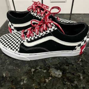 Vans Off The Wall  Black Suede & Checkerboard Disarray Sneakers Size 9